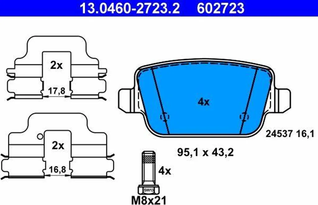 Jeu de plaquettes ATE 1477803 haute performance pour freinage silencieux