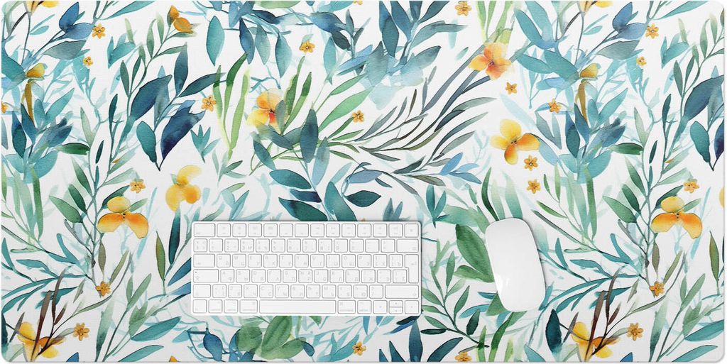 Pflanzenaquarell – Schreibtischunterlage – Rutschfeste Tischunterlage – Schreibtischmatte für Büro & Zuhause – Schreibunterlage – Mausp...
