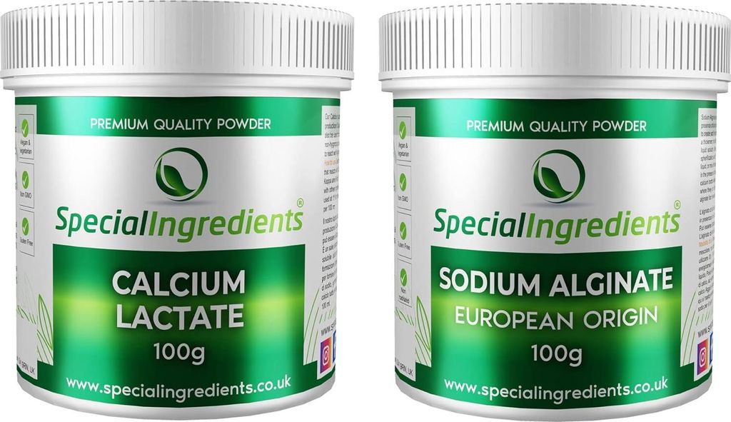 Speciální složky Mléčnan vápenatý a alginát sodný v prášku Obrázek produktu 