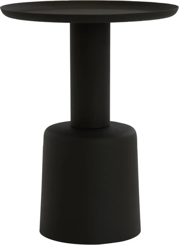Table d'appoint ronde Milaki noire en métal, format Ø39x52 cm robuste