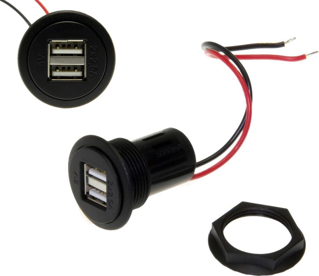 KFZ Auto Doppel USB 5V 2 x 2,5A Einbausteckdose 12-24V Universal Ladegerät Navi