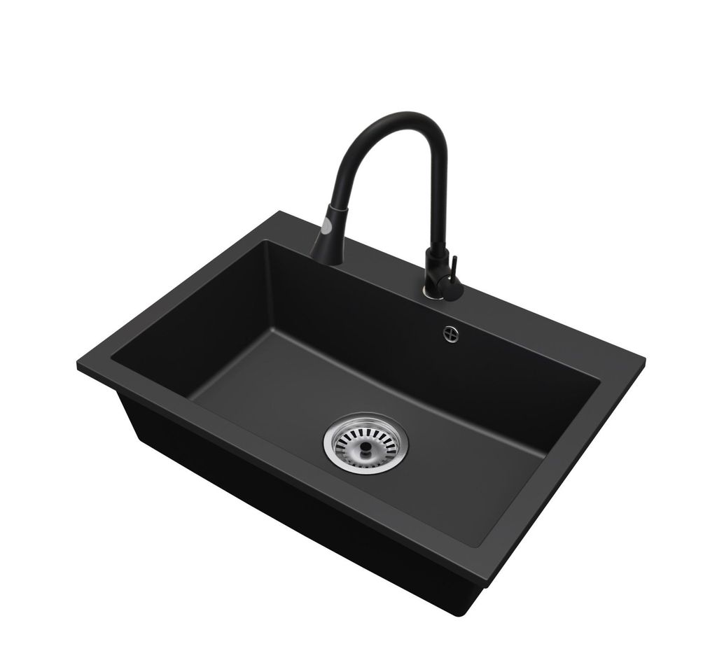 Granitspüle Einbauspüle 1 Becken BRADO Elite 70 mit Armatur Chrom und Ablaufgarnitur