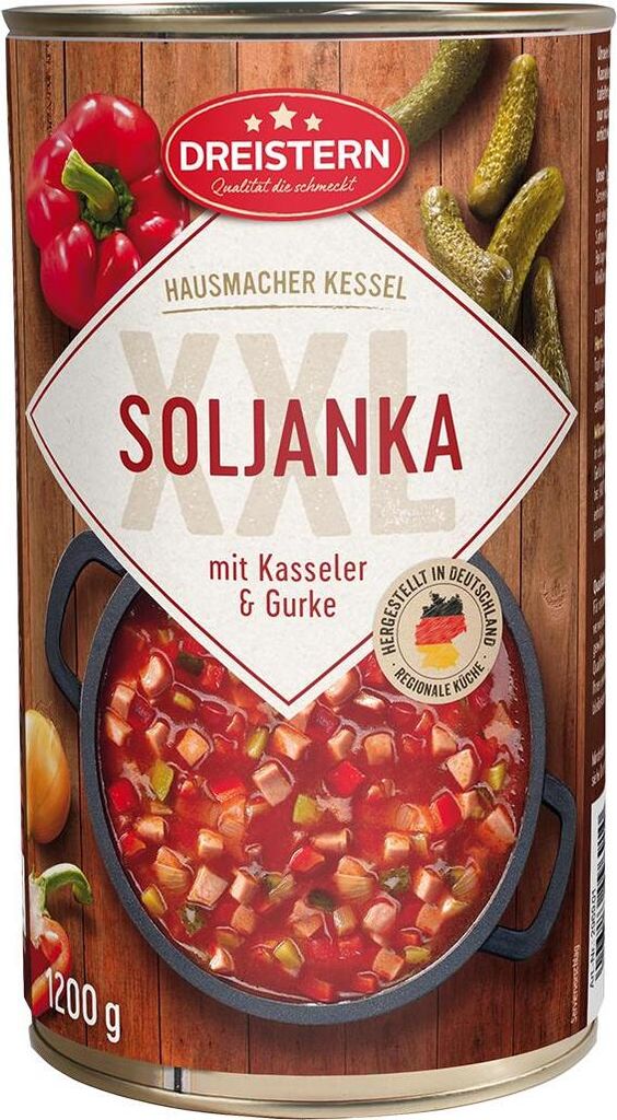 Dreistern Soljanka mit Kassler XXL 1200g (1 Dose) Produktbild 