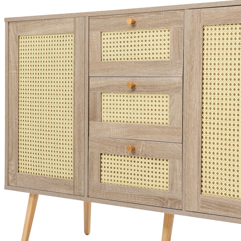Rattanowa komoda z 2 drzwiczkami i 3 szufladami, regulowana Zdjęcie produktu 11