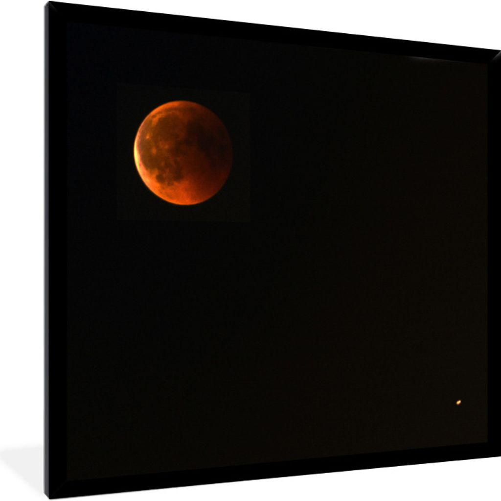 MuchoWow Gerahmtes Poster Der Planet Mars an einem dunklen Sternenhimmel 80x60 cm - Poster mit Schwarzem Bilderrahmen Wandposter Rahmen Foto Bild...