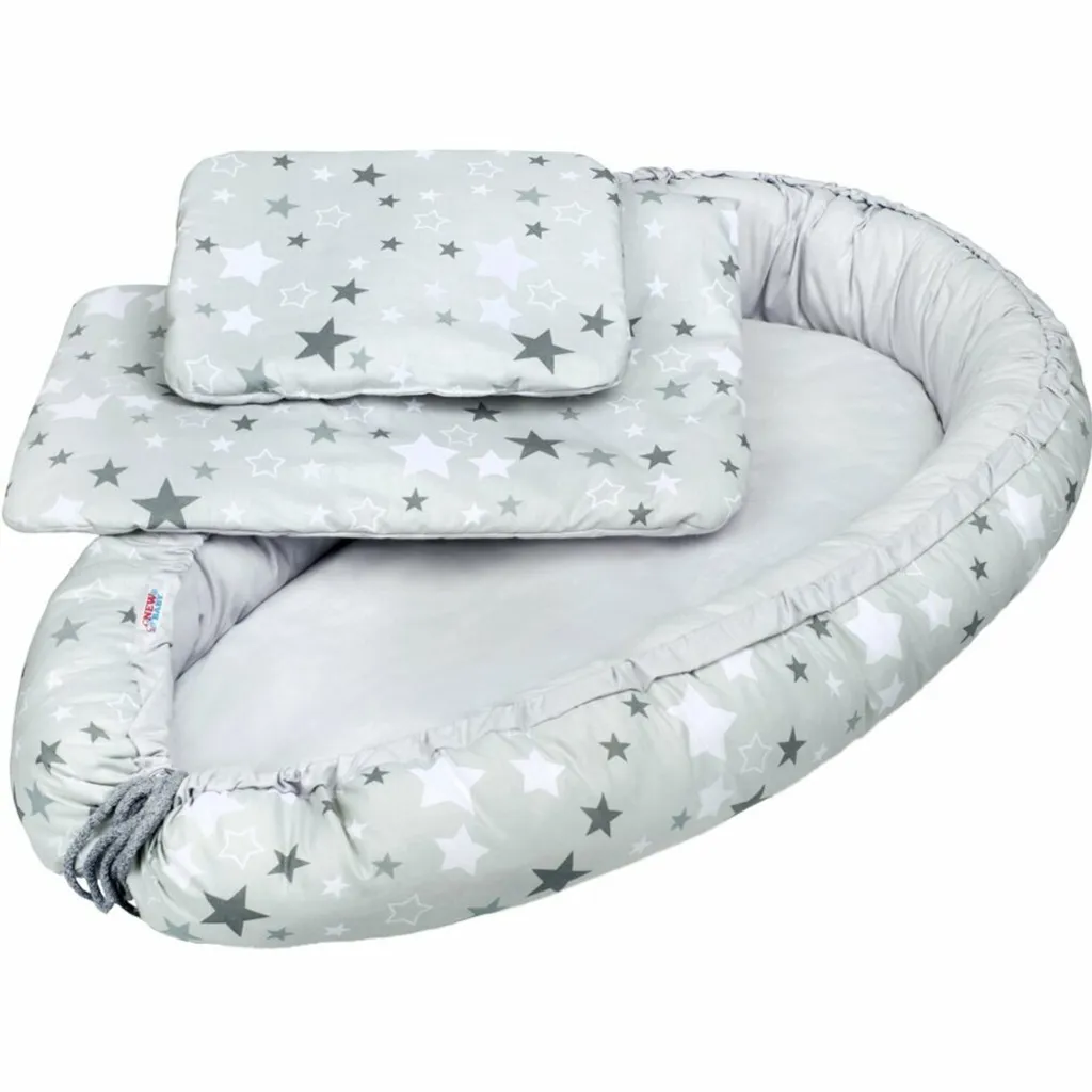 Réducteur de lit pour sommeil réparateur bébé nid luxe blanc et gris