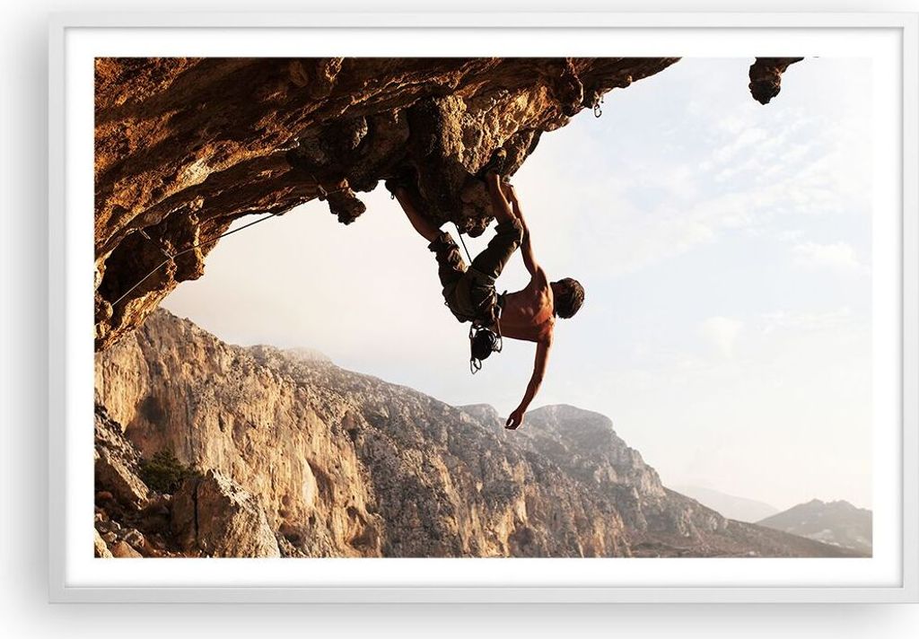 Gerahmtes Poster - Weißer Rahmen - Klettern extrem berge Produktbild 