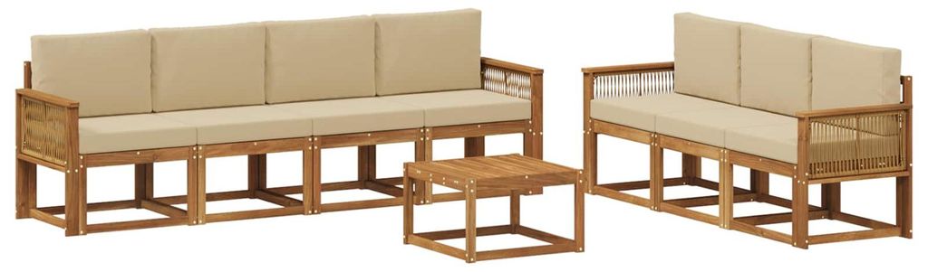 vidaXL Outdoor-Sofagarnitur 8 pcs Natur und Beige Polyester