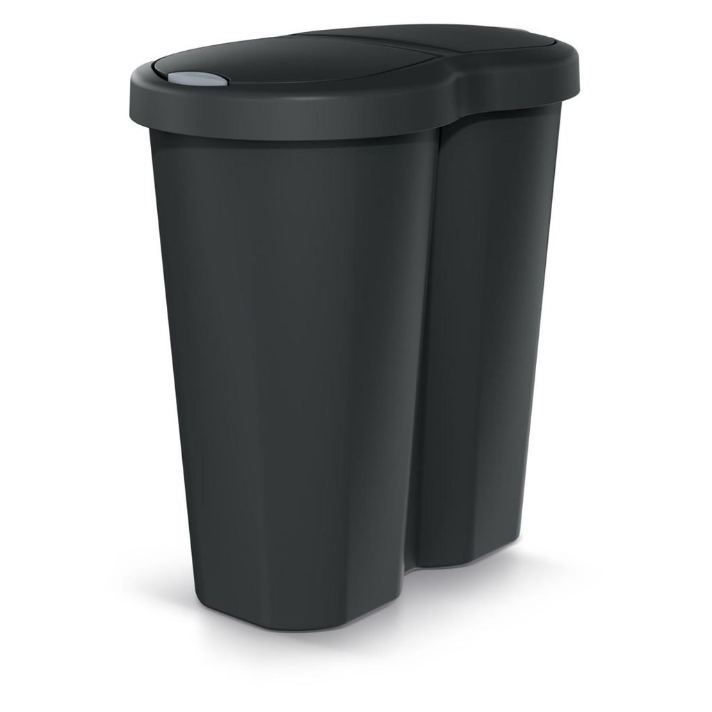 Abfallkorb Compacta R Duo schwarz Fassungsvermögen 40L ein Fach zwei Deckel NDRF40-S411