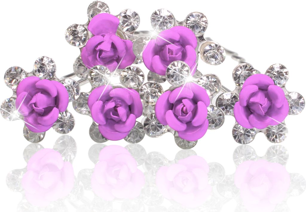 Blumen Haarnadeln Blüte Rose Hochzeit Braut Haarschmuck Brautschmuck Haarpin helllila 12er Set