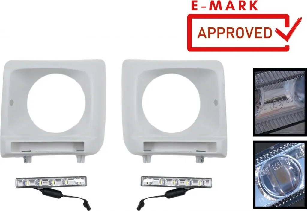 Couvre-phares LED TFL chrome Mercedes W463 avec feux de jour intégrés 2pcs