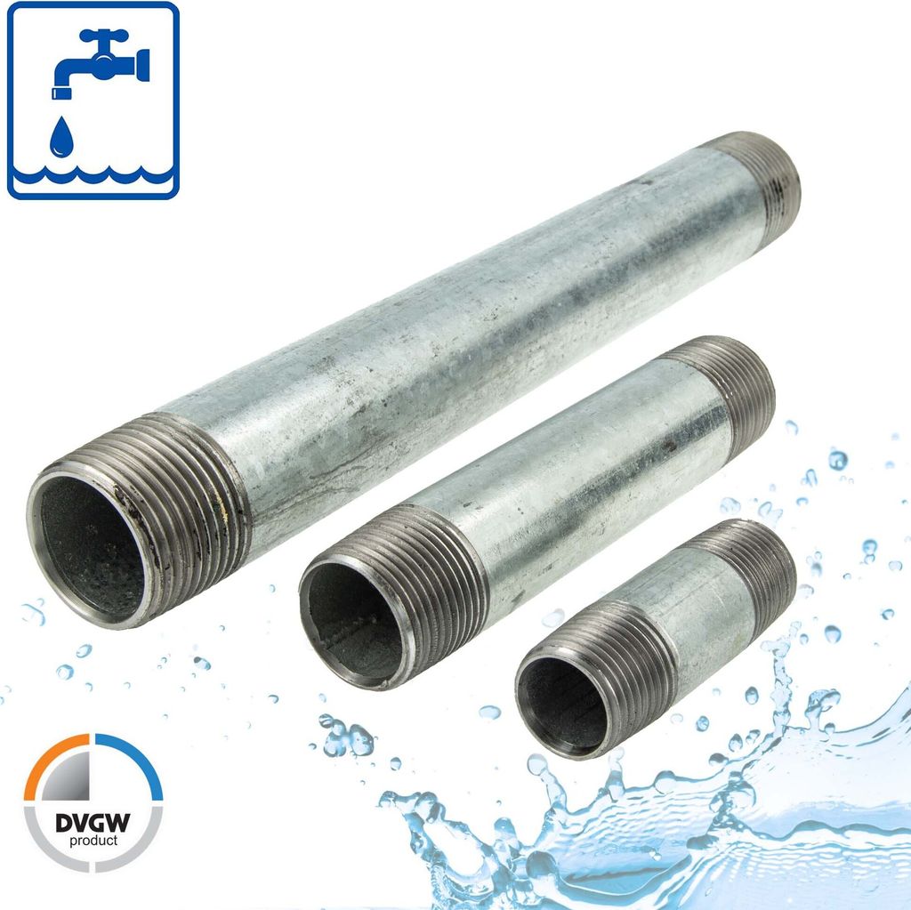 Rohrdoppelnippel - Langnippel Stahl verzinkt, Typ 23, 3/4 Zoll x 150 mm