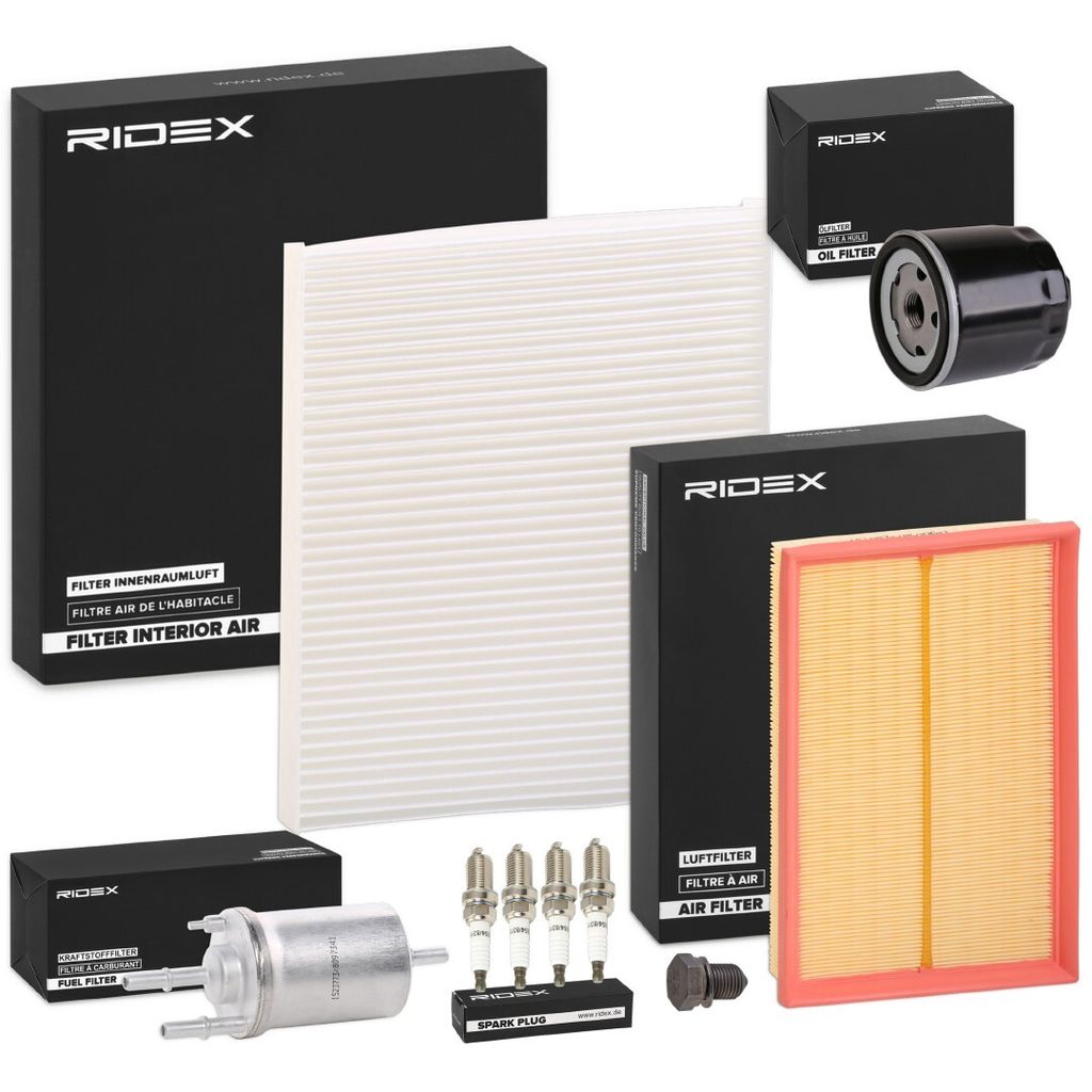 RIDEX Inspektionspaket Filterset für VW POLO (9N) für SKODA Fabia I Combi (6Y5) FABIA (6Y2) FABIA Stufenheck (6Y3) für SEAT Ibiza III Schräghec...