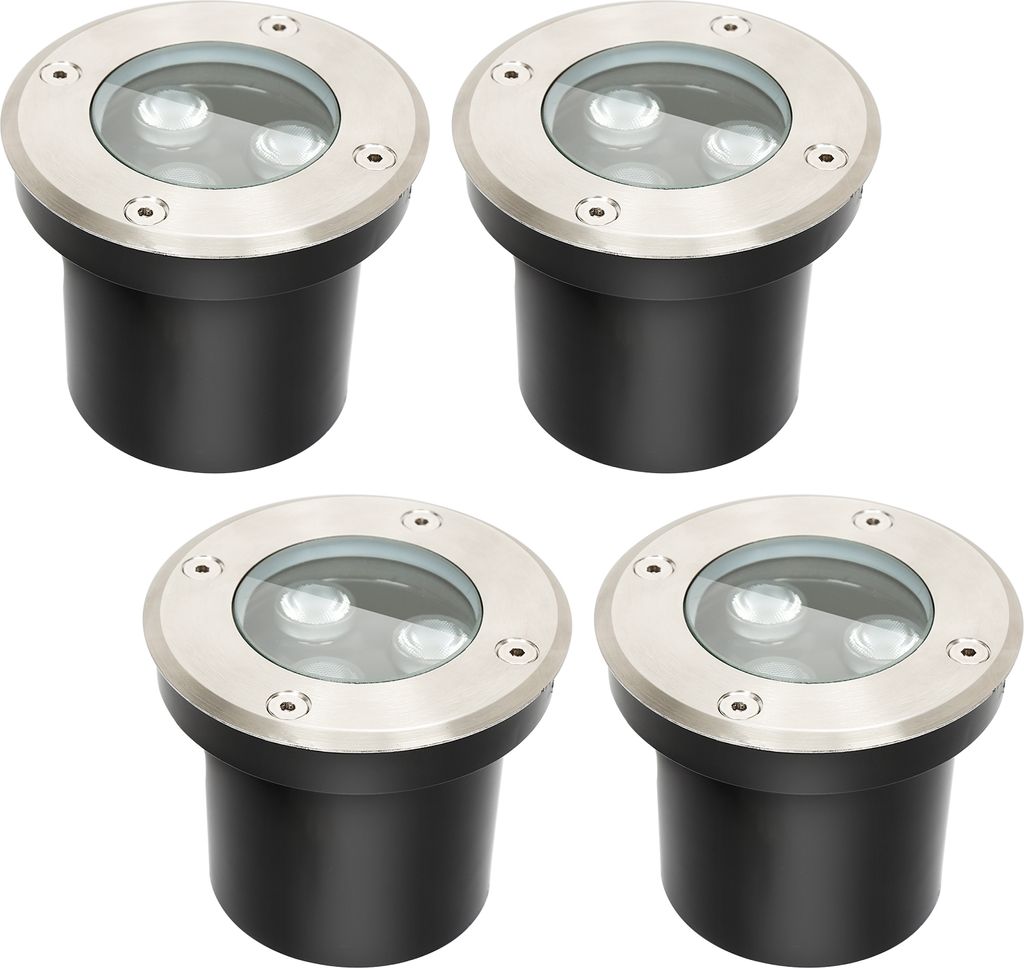 Bettizia 4x 3W Bodenleuchte IP65 Außen LED Leuchte Bodeneinbaustrahler Bodenstrahler Bodenlampe Warmweiß