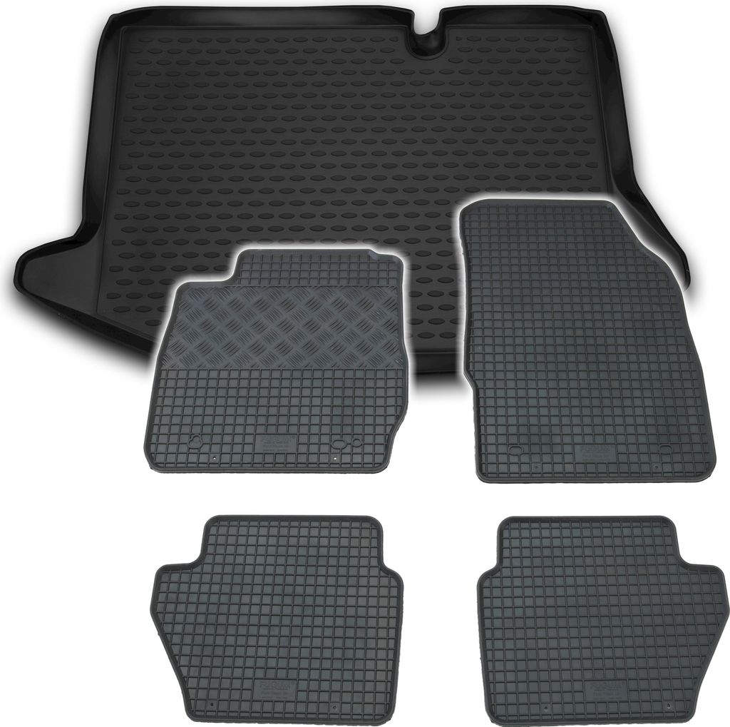 Gummi Kofferraumwanne + Fußmatten Set für Ford Fiesta MK7, Bj. 8/2008-2017