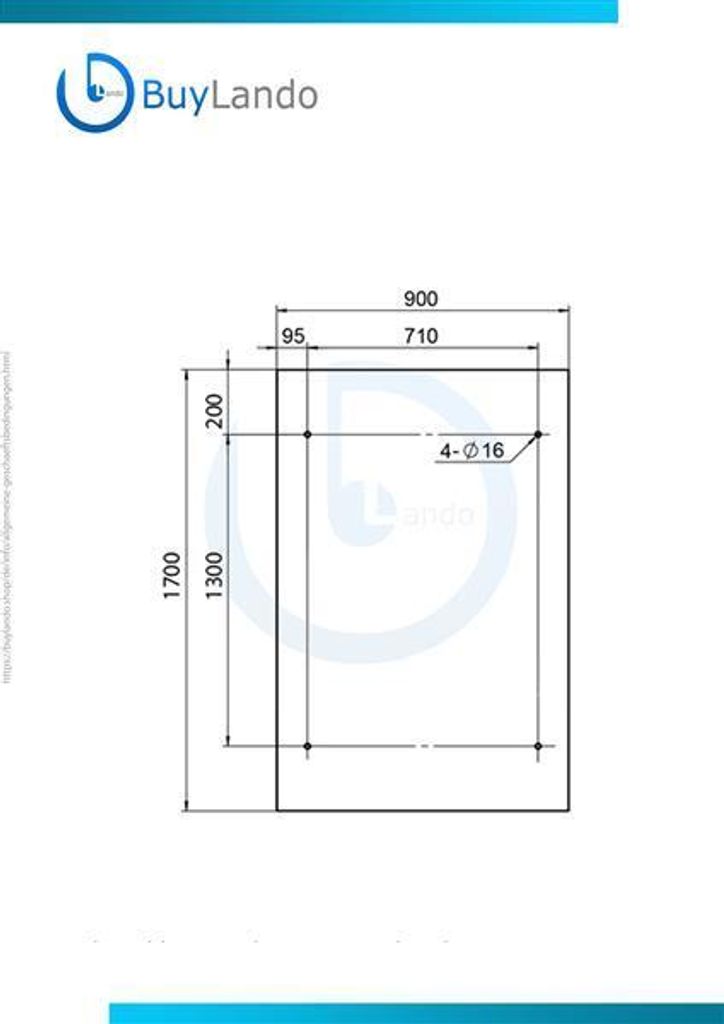 BuyLando (STR) 170x90 cm Klarglas Glasvordach inkl. Edelstahlhalter in RAL 7016