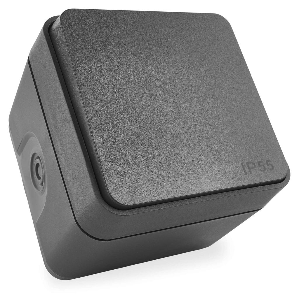 EMOS Cyklone, Outdoor-Klingelschalter/Ventilatorschalter/Toröffner wasserdicht IP55, für Innen / Außen / Feuchtraum, Aufputz, Grau/Anthrazit, D7...