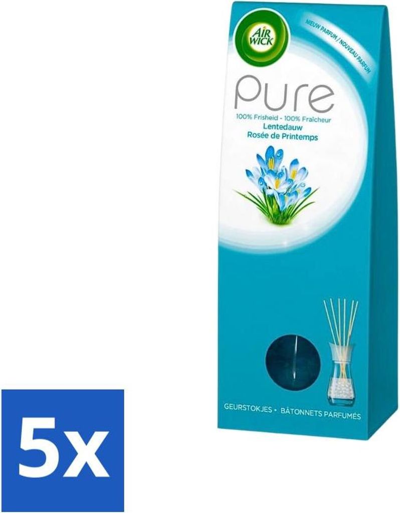 Air Wick Pure – Duftstäbchen – Frühlingstau – 30 ml - Vorteilspack - 5 Stücke