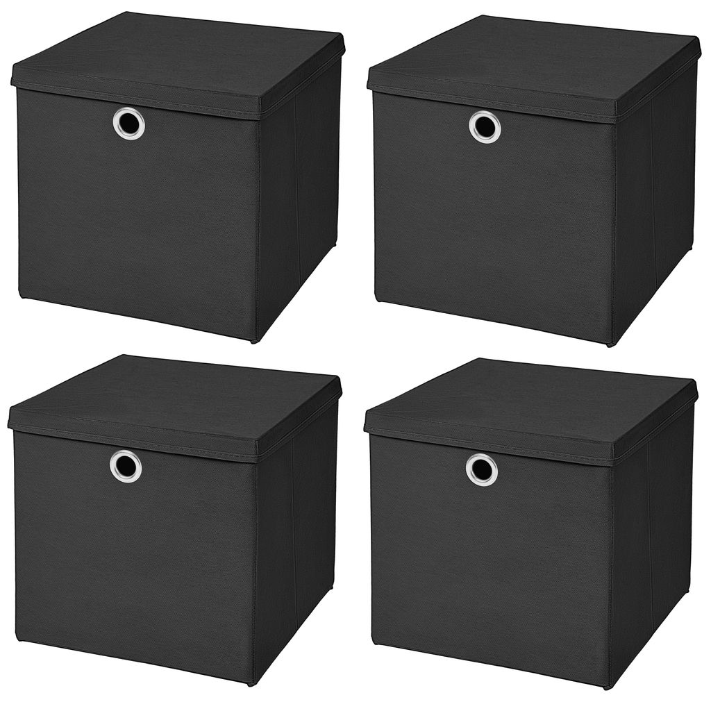 4 Stück Schwarz Faltbox 33 x 33 x 33 cm