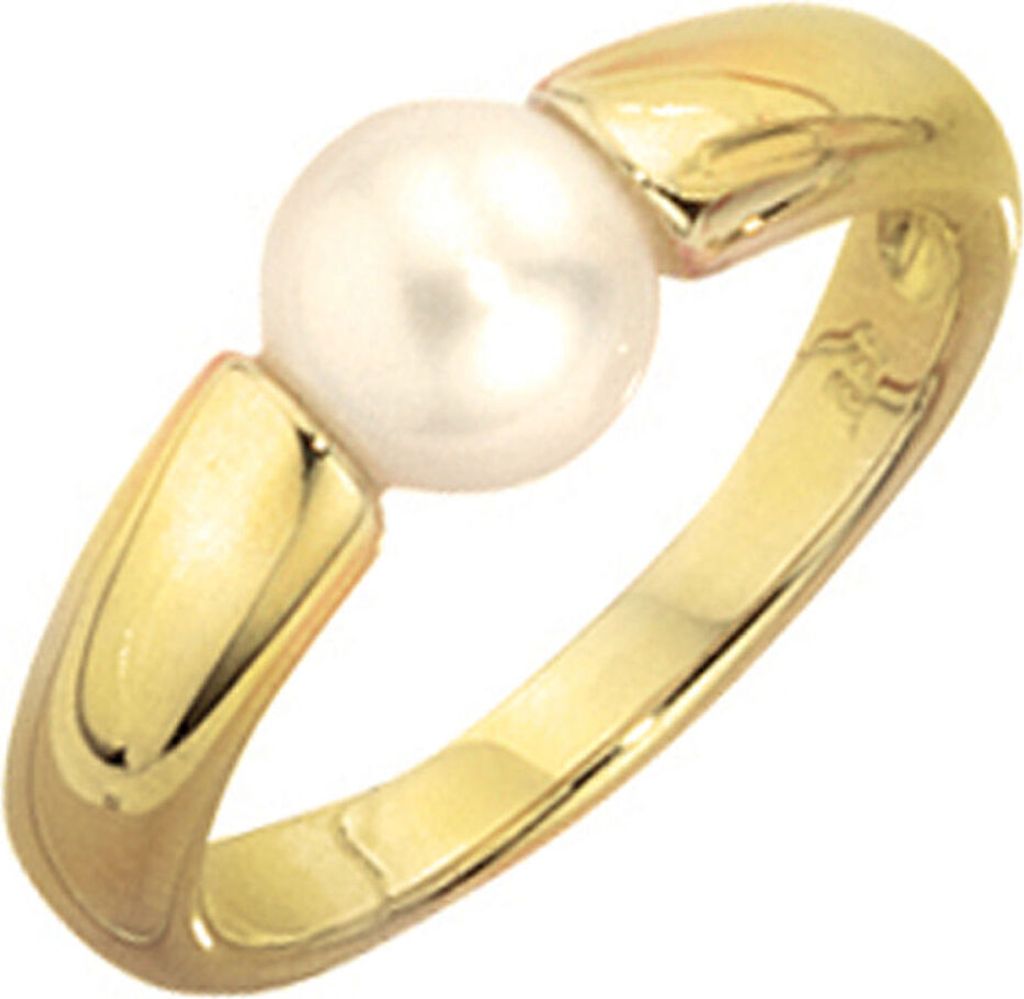 Ring Damenring Süßwasser-Zuchtperle & 333 Gold Gelbgold Fingerschmuck Innenumfang 52mm Ø16.6mm