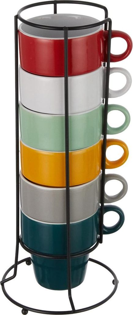 Set de 6 gobelets avec support, couleurs assorties Image du produit 
