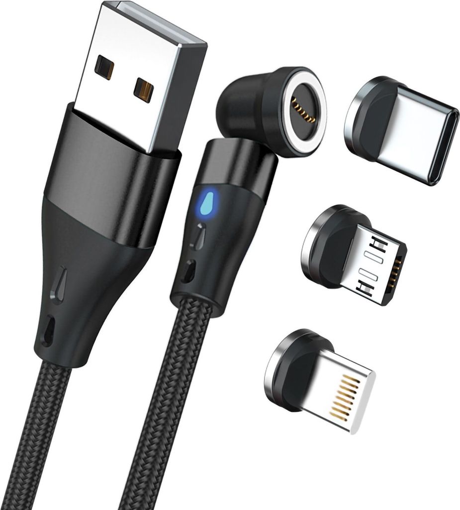 RealPower Magnetic cable 3 Amp,20cm,schwarz mit Adaptern
