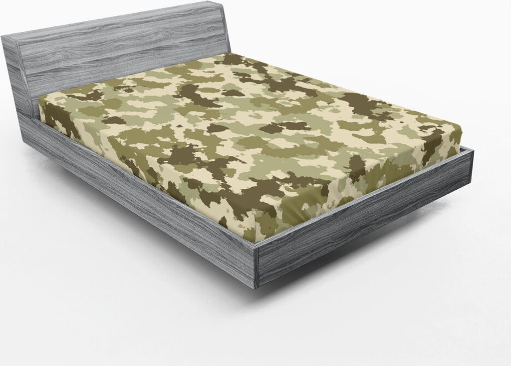 ABAKUHAUS Camo Spannbetttuch, Altmodisches Tarnungs-Muster-klassisches Dschungel-Überlebens-Thema, 140 x 200 cm, Pale Green Army Grün