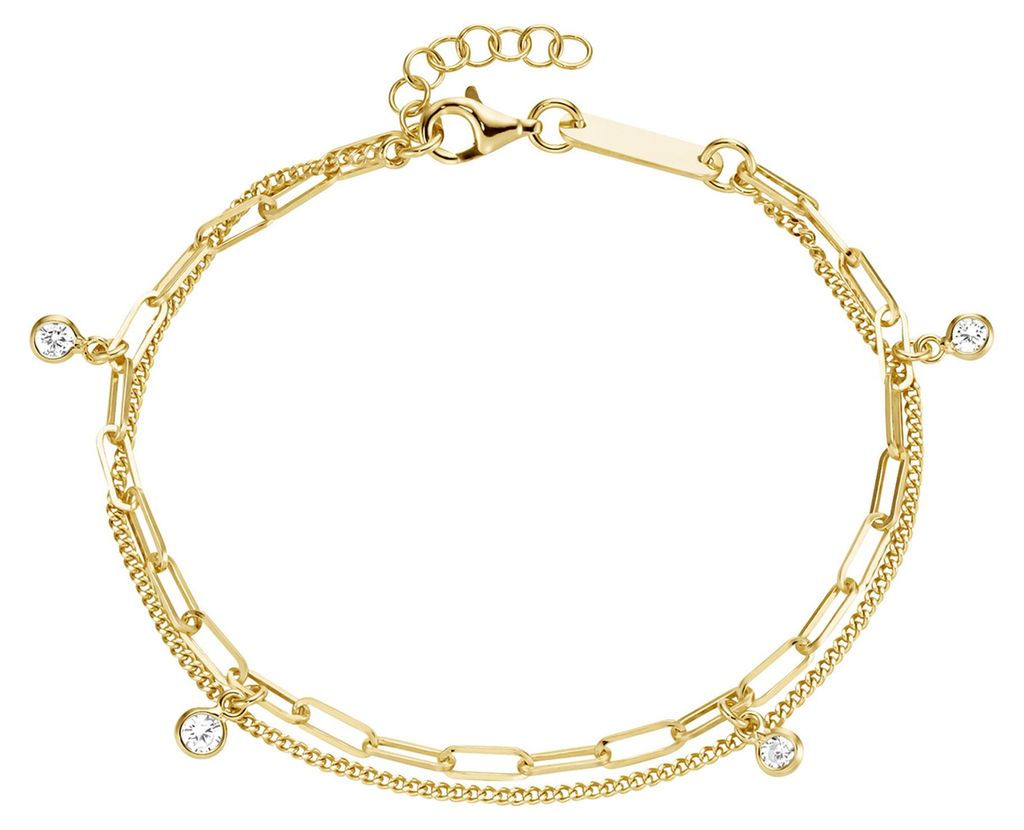 Armband SURI FREY zweireihig mit Zirkonia, Silber 925 Gold 19 cm