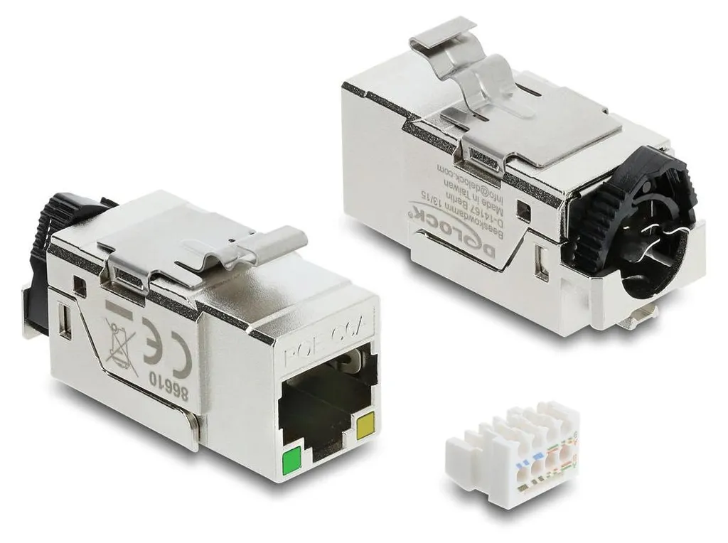 Prise Réseau RJ45 Keystone Plate DeLOCK 86610 Inox pour Panneaux