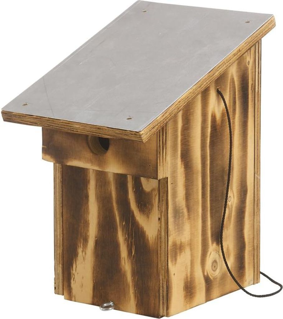 Nistkasten für wilde Vögel mit Aluminiumdach - 28 mm Flugloch - ca. 285 x 145 x 185 cm - Holz - braun