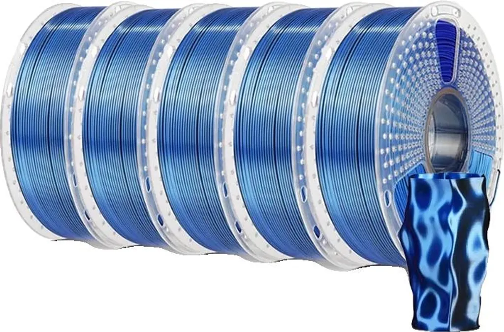 Filament 3D anti-stries Silk Noir Bleu pour finitions lisses sans ponçage