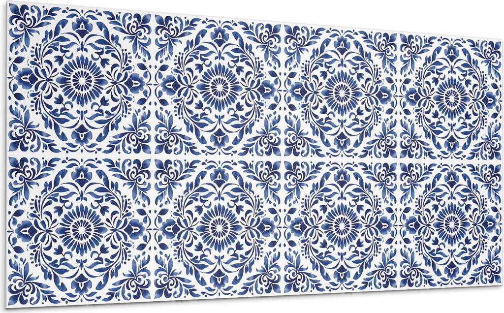 Blumenmuster Mit Ornamenten – Selbstklebende Fliesen – Wandverkleidung – Wandpaneel – PVC Fliesen – Vinylflisen – PCV Flisen – Selbst...