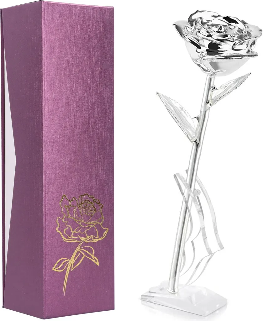 Rose éternelle plaquée Or 24 carats avec support - Cadeau de luxe