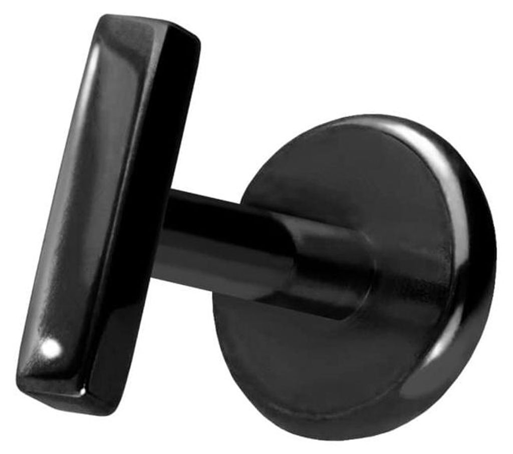 Ohrpiercing, Nasenpiercing Titan Labret mit Push Fit BALKEN Schwarz Stablänge: 6mm | Stabstärke: 1mm