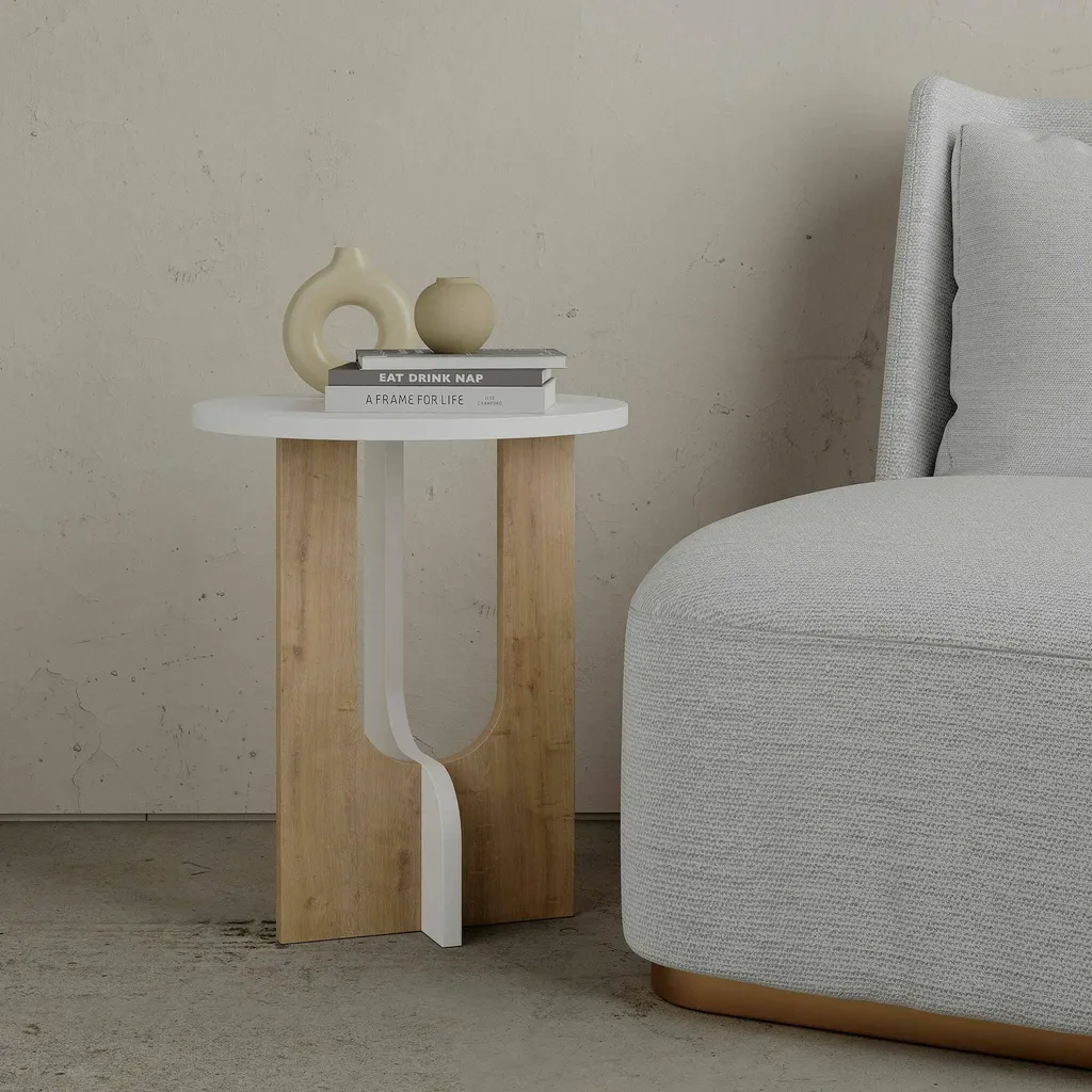 Petite Table d'Appoint Bret Blanche Rectangulaire 40x40 cm Design Chic