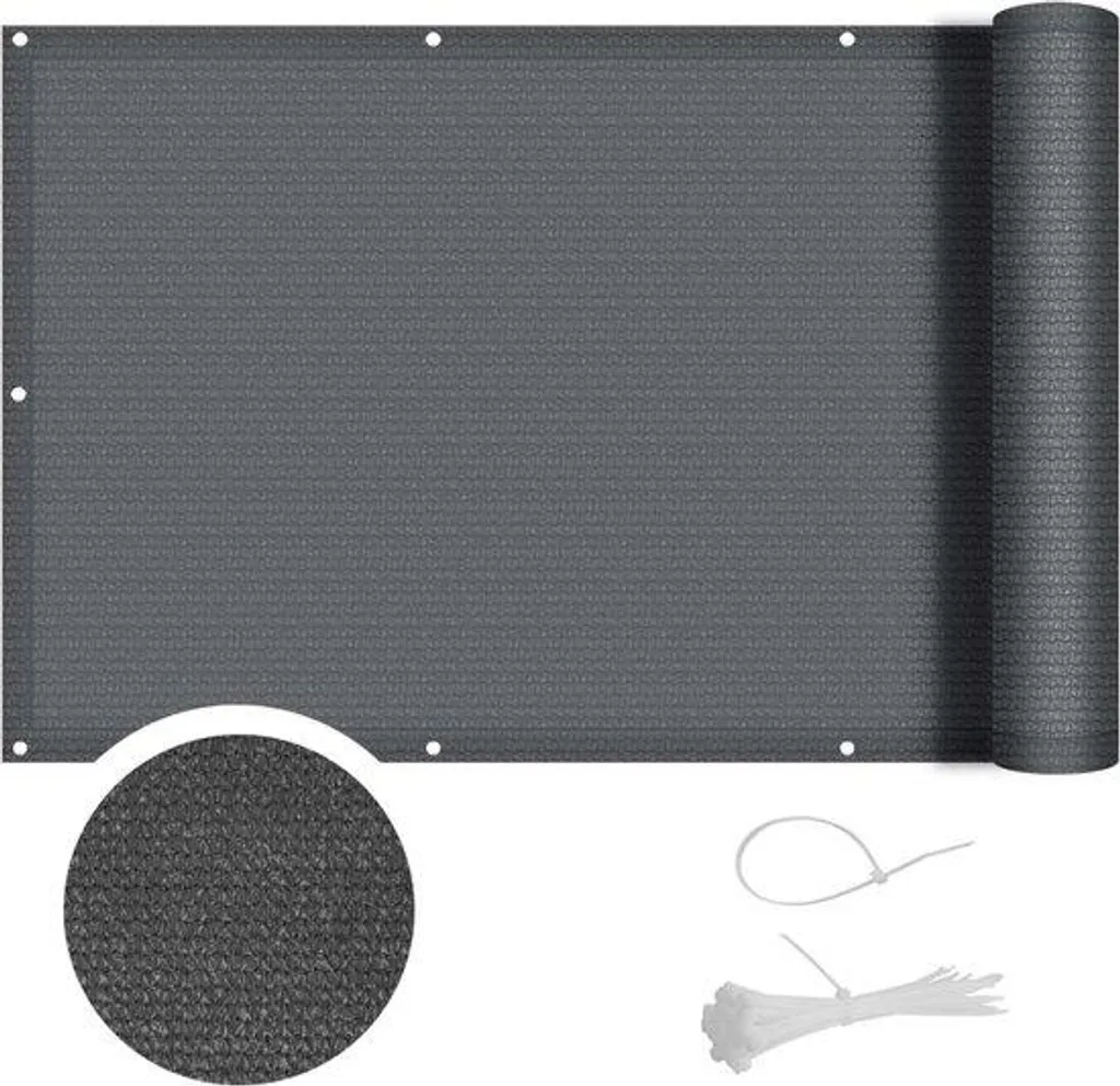 Pare-vent pour balcon anti-regard en PEHD 90x600 cm gris foncé