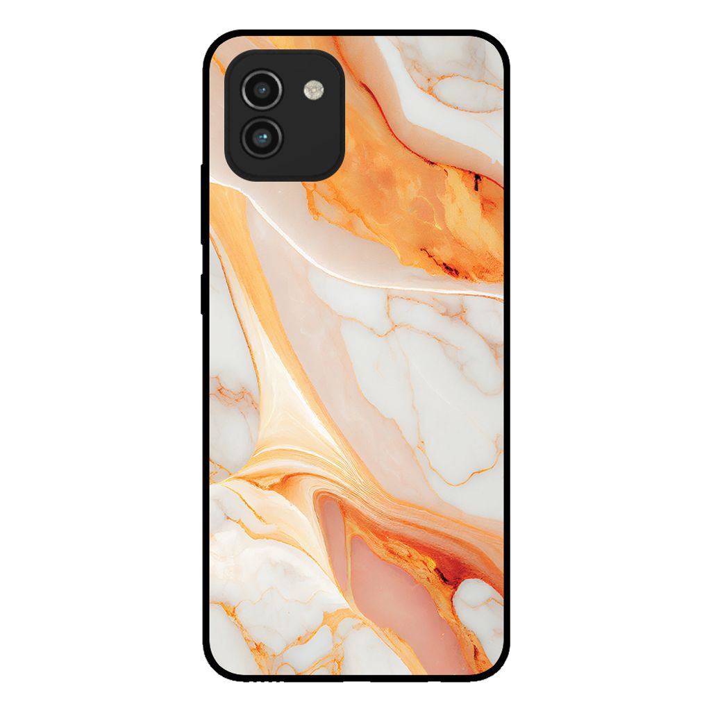 Smartphonica Handytasche für Samsung Galaxy A03 mit Marmordruck - TPU-Hülle mit Marmordesign - Orange