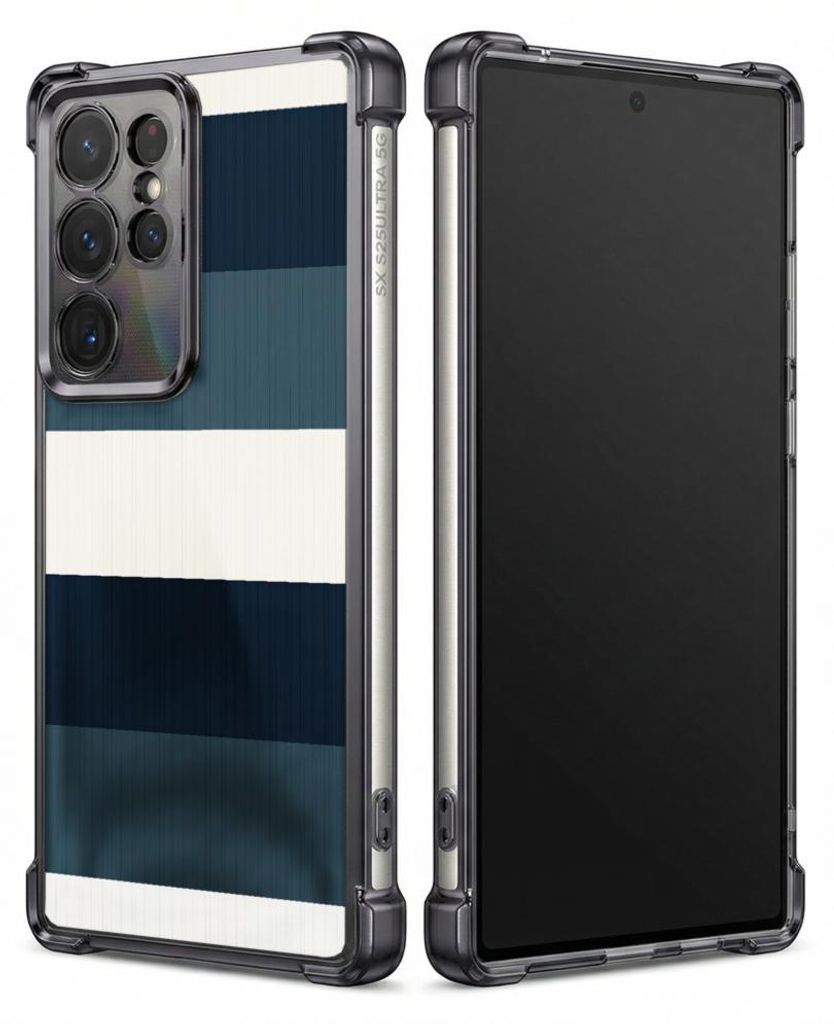 Personalisierte Hülle mit Bild für Samsung Galaxy S23 Ultra Elektroplattiert TPU Stoßdämpfer Handyhülle mit Blau-weißes Streifenmuster-Design