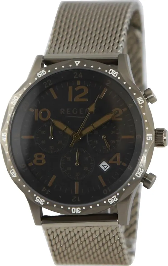 Montre Analogique Homme Regent en Métal Quartz avec Cadran Brun Clair