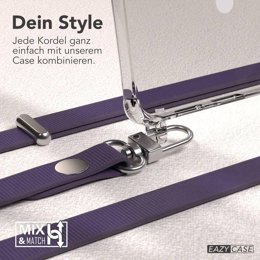 EAZY CASE MagSafe Handyhülle mit Crossbody Handykette für Samsung Galaxy S25 Edge, Magnetisches Band, 1-1,90m verstellbar in Lila