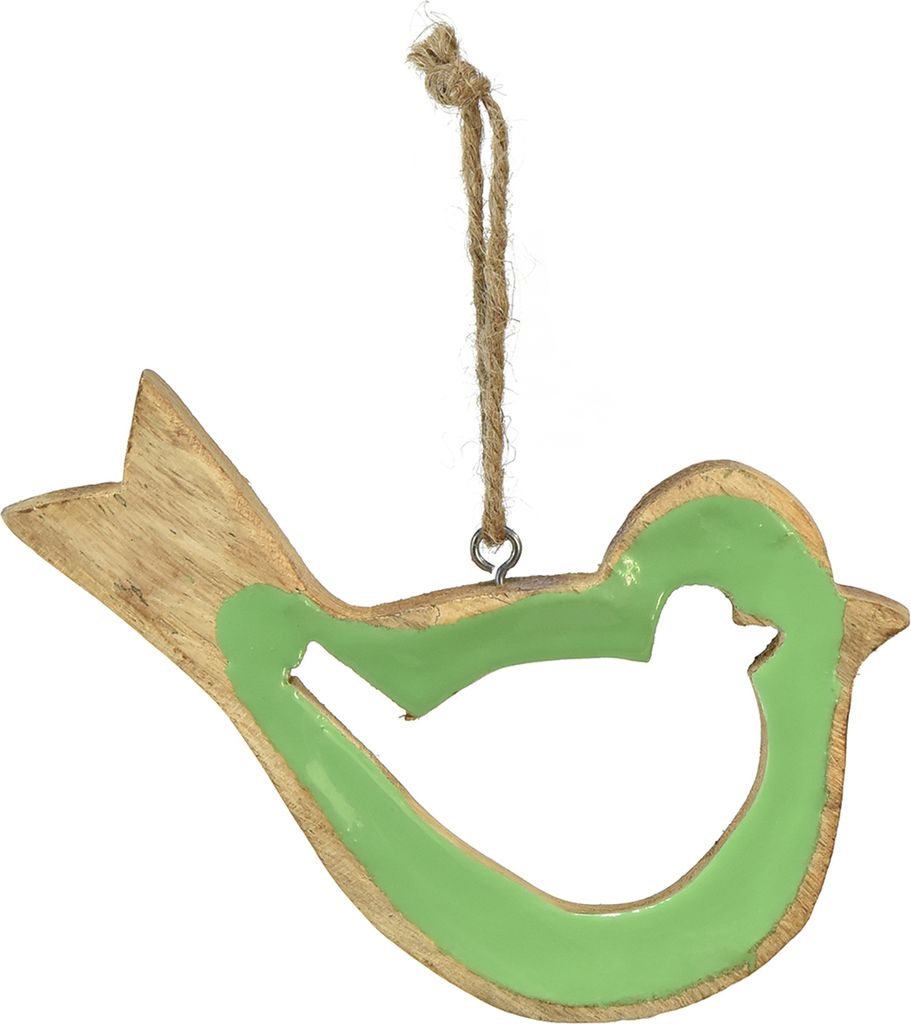 Holz Vogel Deko Hänger Grün Natur 16cm Frühlingsdeko