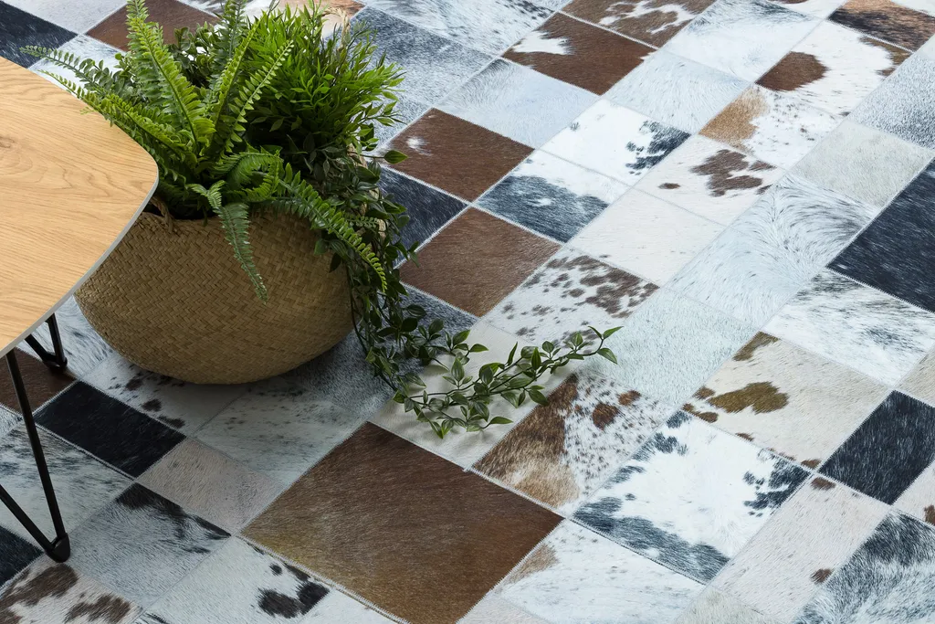 Tapis en Peau de Vache Multicolore - 120x170cm, Design Patchwork