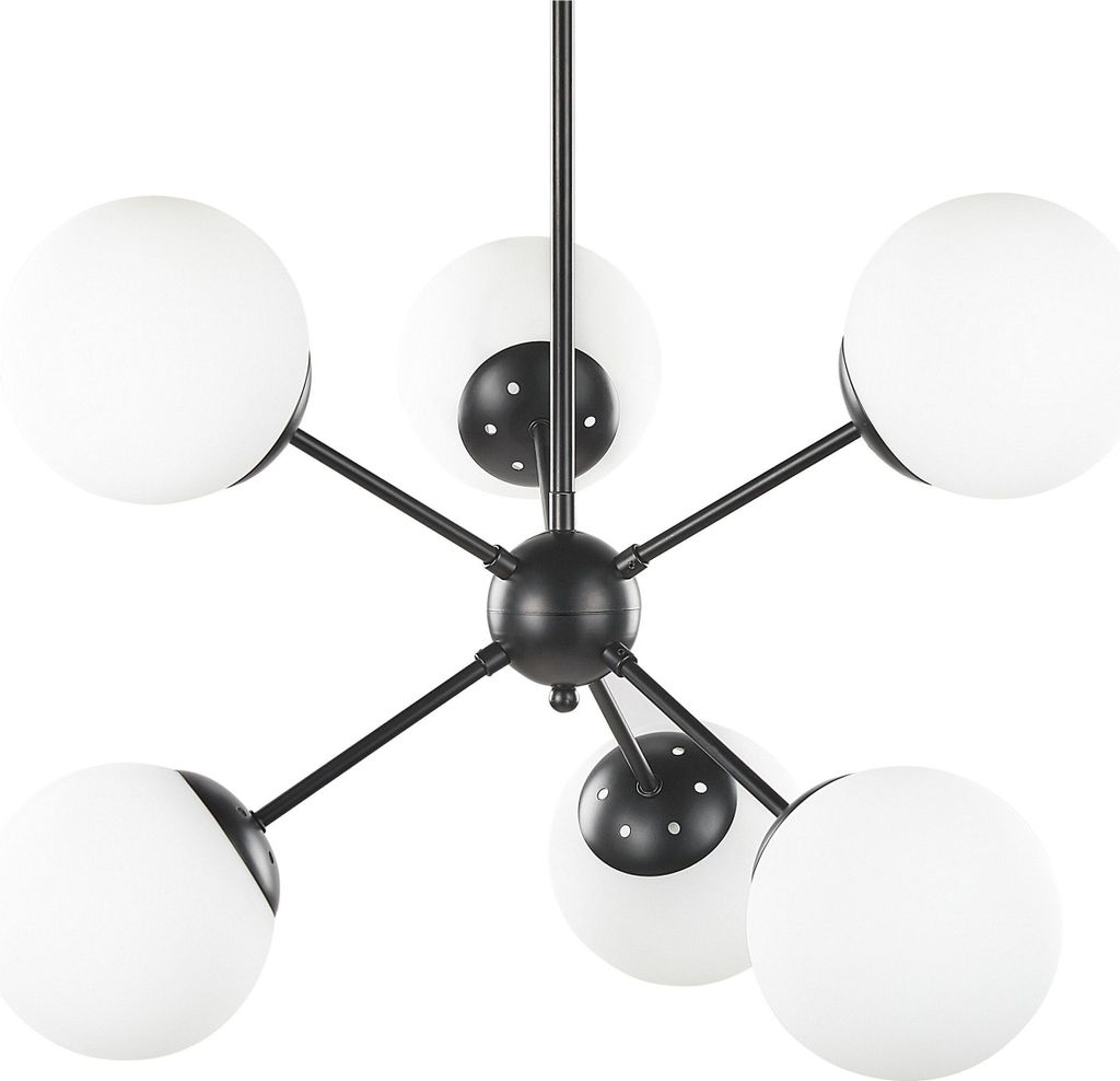 BELIANI Hängeleuchte Schwarz aus Eisen und Glas 6-flammig Kugelform für Esszimmer Wohnzimmer Salon Industrie Look Modernes Design