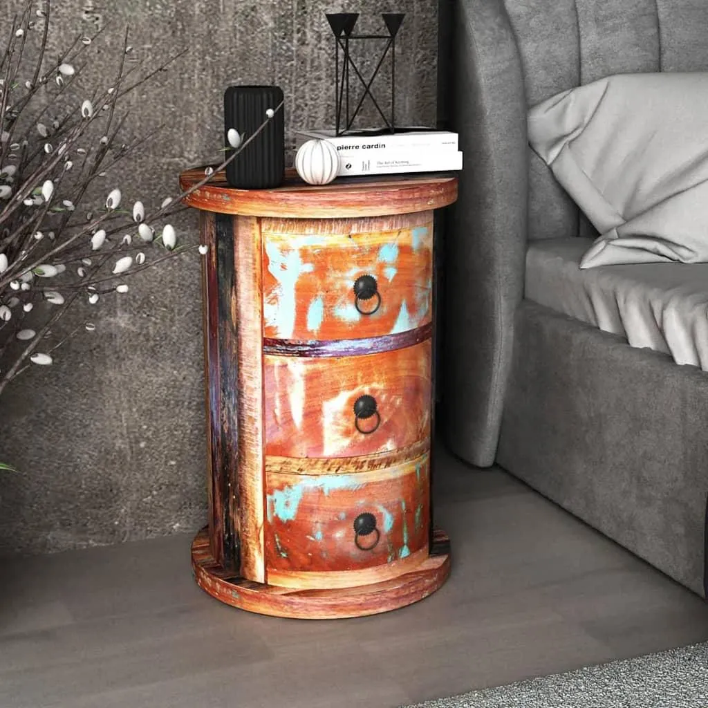 Commode de Rangement avec 3 Tiroirs en Bois de Récupération 40x30x70 cm