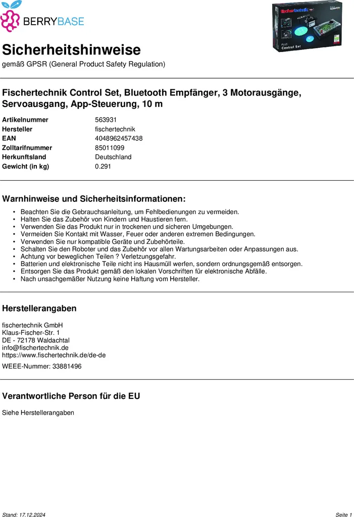 Fischertechnik 563931 Control Set avec Commande Bluetooth et Récepteur 4 Voies - 9