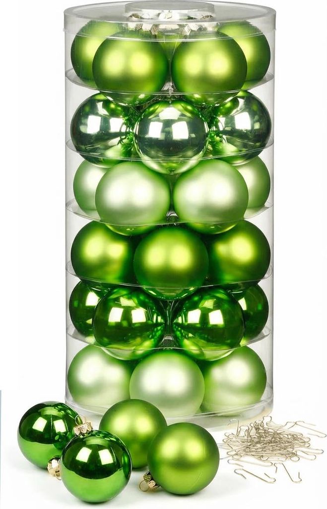 Weihnachtskugeln Sparkling Nature 30 Stk 6cm + Haken