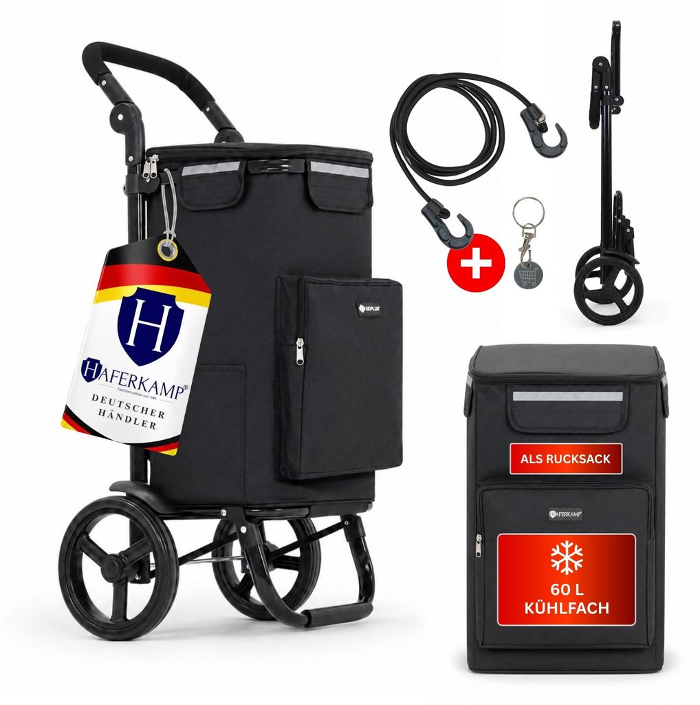 Klappbarer Einkaufstrolley TRAGINO | 3-in1 Einkaufswagen | Produktbild  KI-generiertes Bild