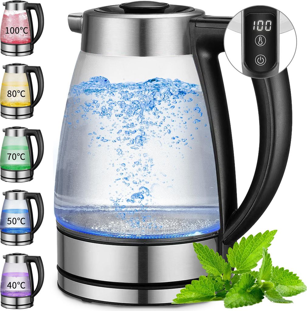 ["Wasserkocher mit temperatureinstellung, Wasserkocher Glas Produktbild 