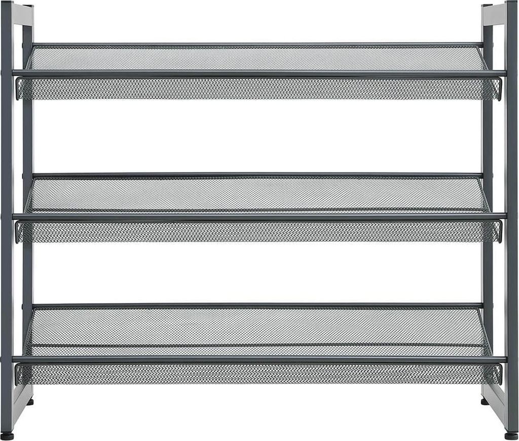 Schuhregal mit 3 Ablagen, dunkelgrau