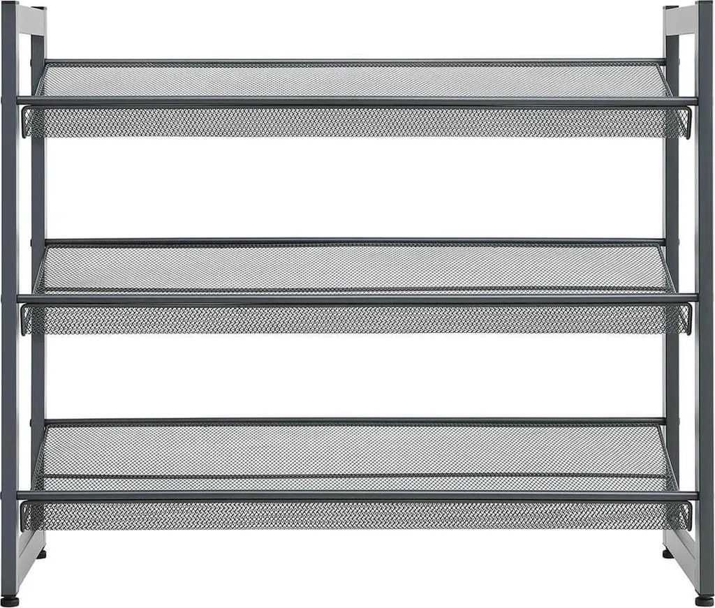 Étagère à chaussures 3 niveaux gris foncé - Rangement 12 paires robuste